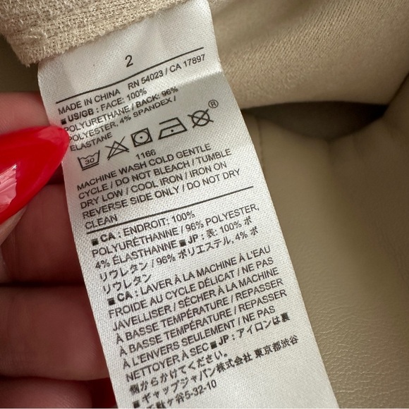 BANANA REPUBLIC Seamed VEGAN LEATHER Midi Pleated Slit Skirt Oyster Pearl Tan 2 - Picture 4 of 9